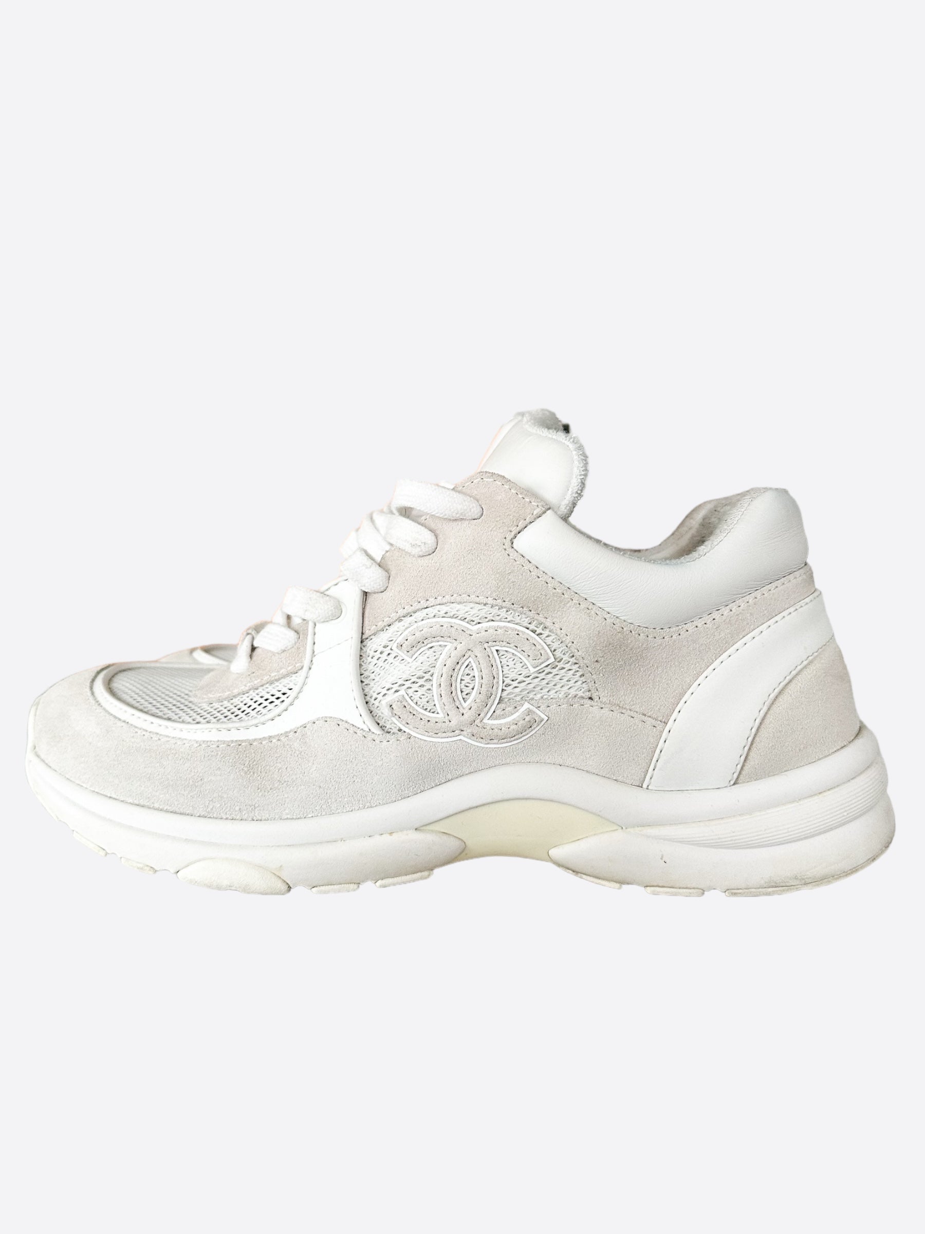 Chanel on sale grey trainers