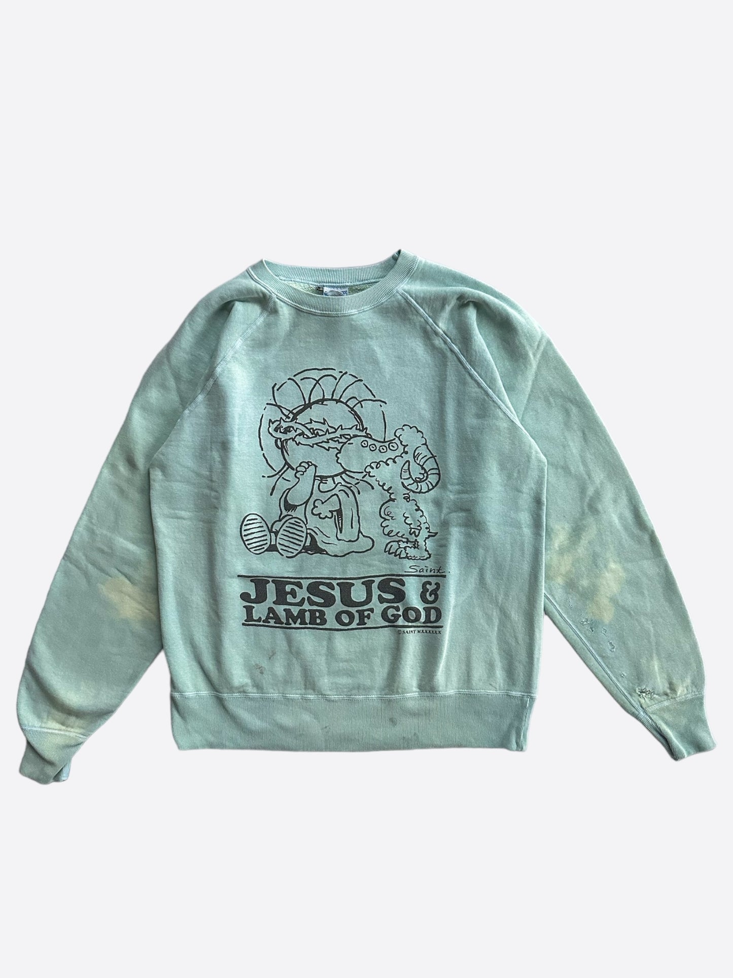 Saint Michael Light Blue Jesus & Lamb Of God Sweater