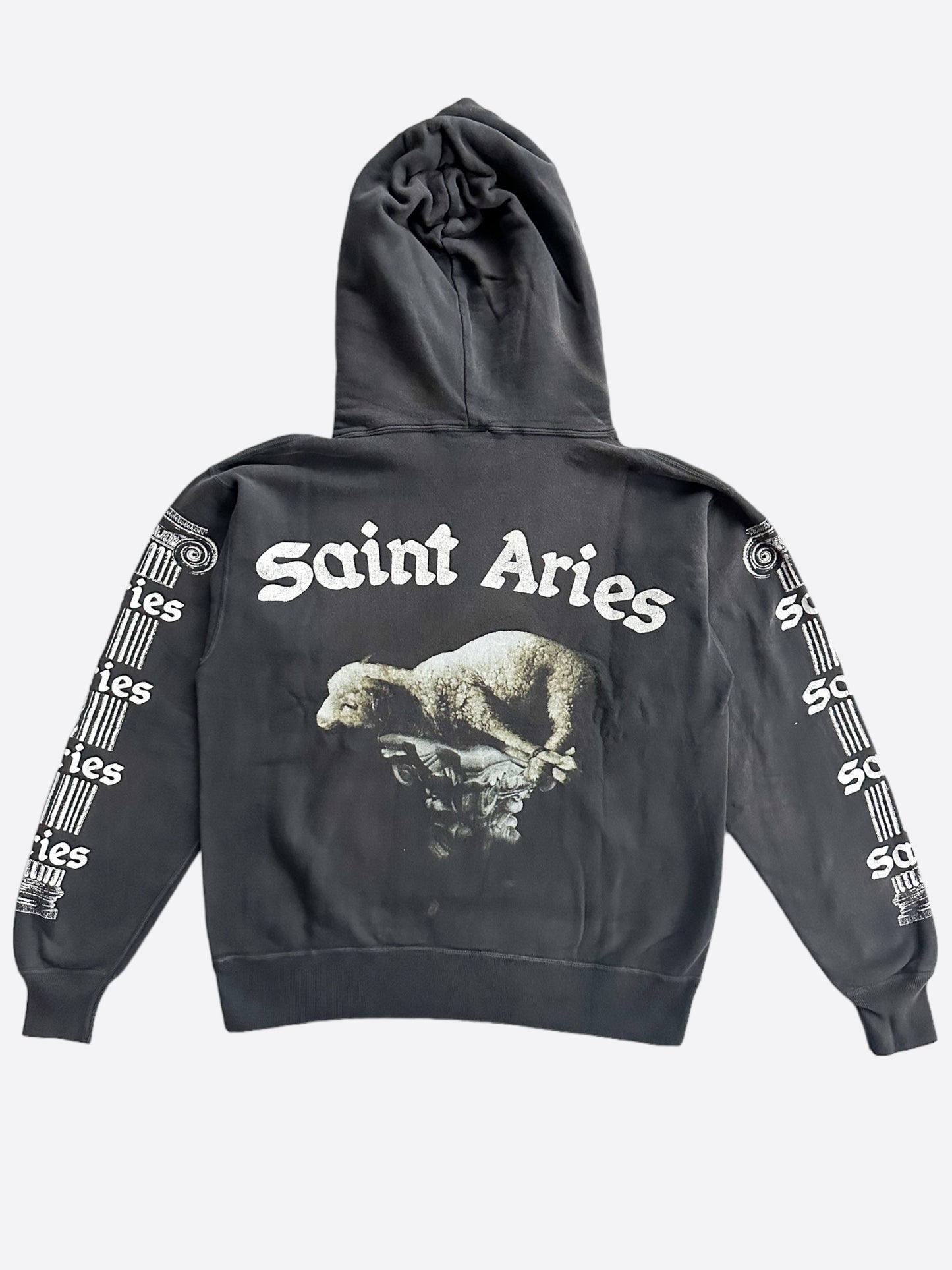 Saint Michael Washed Black Saint Aries Lamb Hoodie