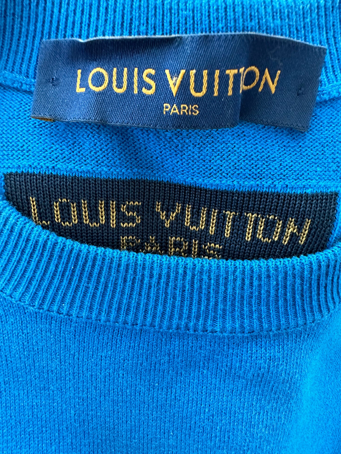 Louis Vuitton Blue & White Everyday Logo Intarsia T-Shirt