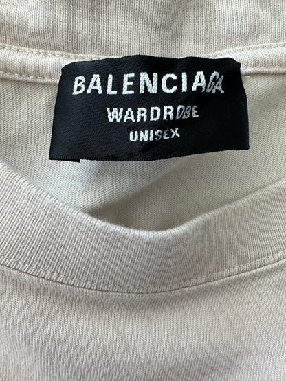 Balenciaga Cream & Blue Logo T-Shirt