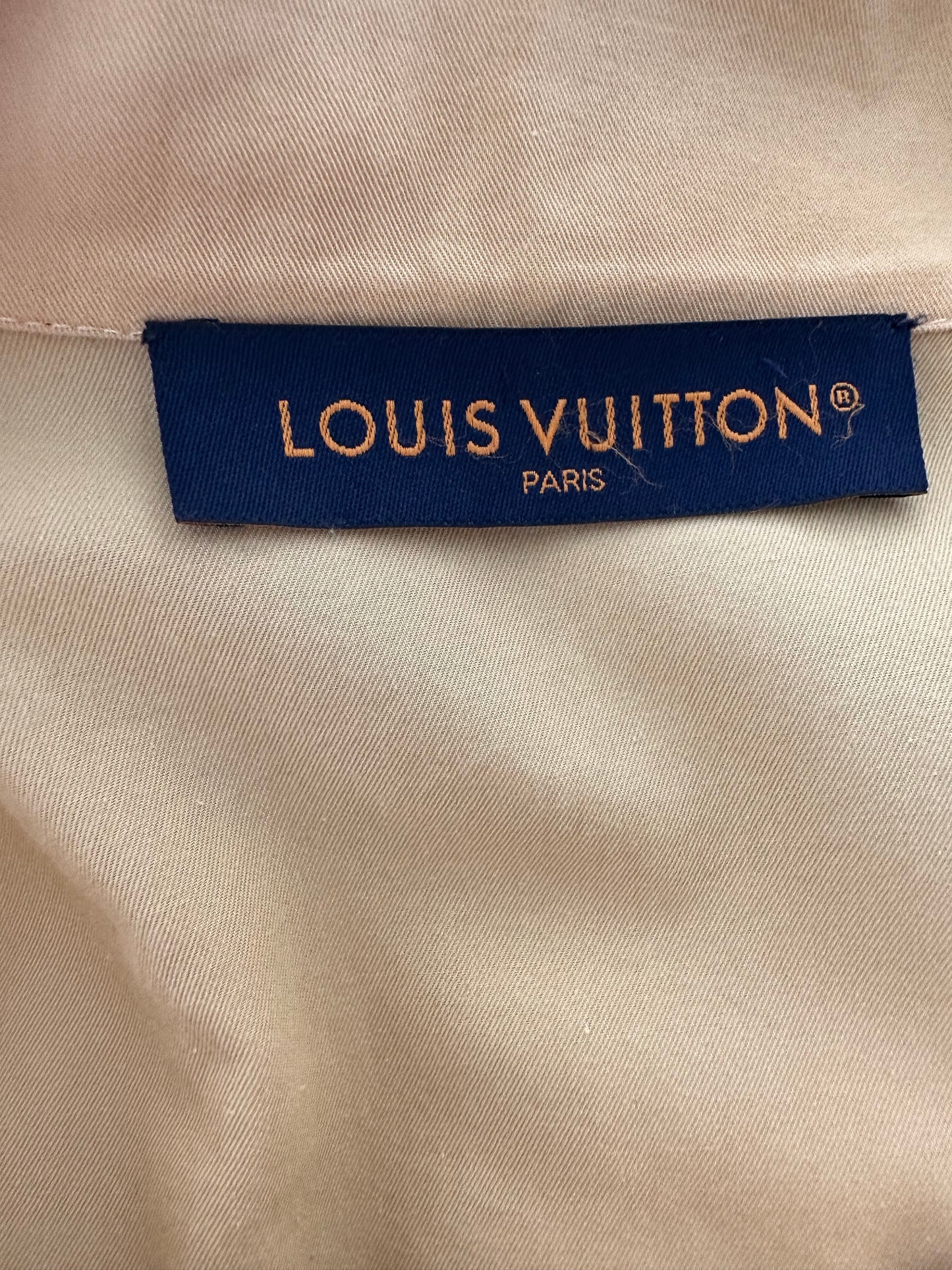 Louis Vuitton Tyler Beige Dog Logo Embroidered Button Up Shirt