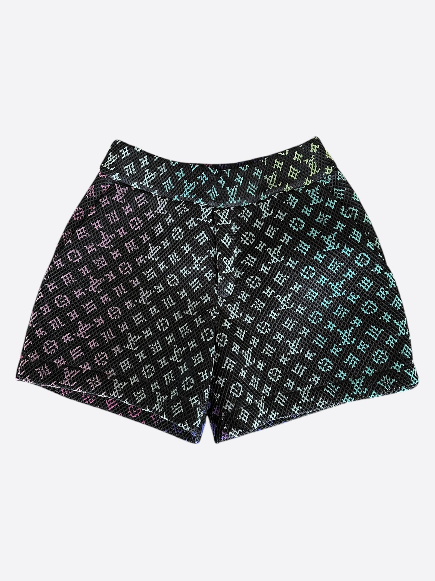 Louis Vuitton Black Rainbow Monogram Mesh Shorts