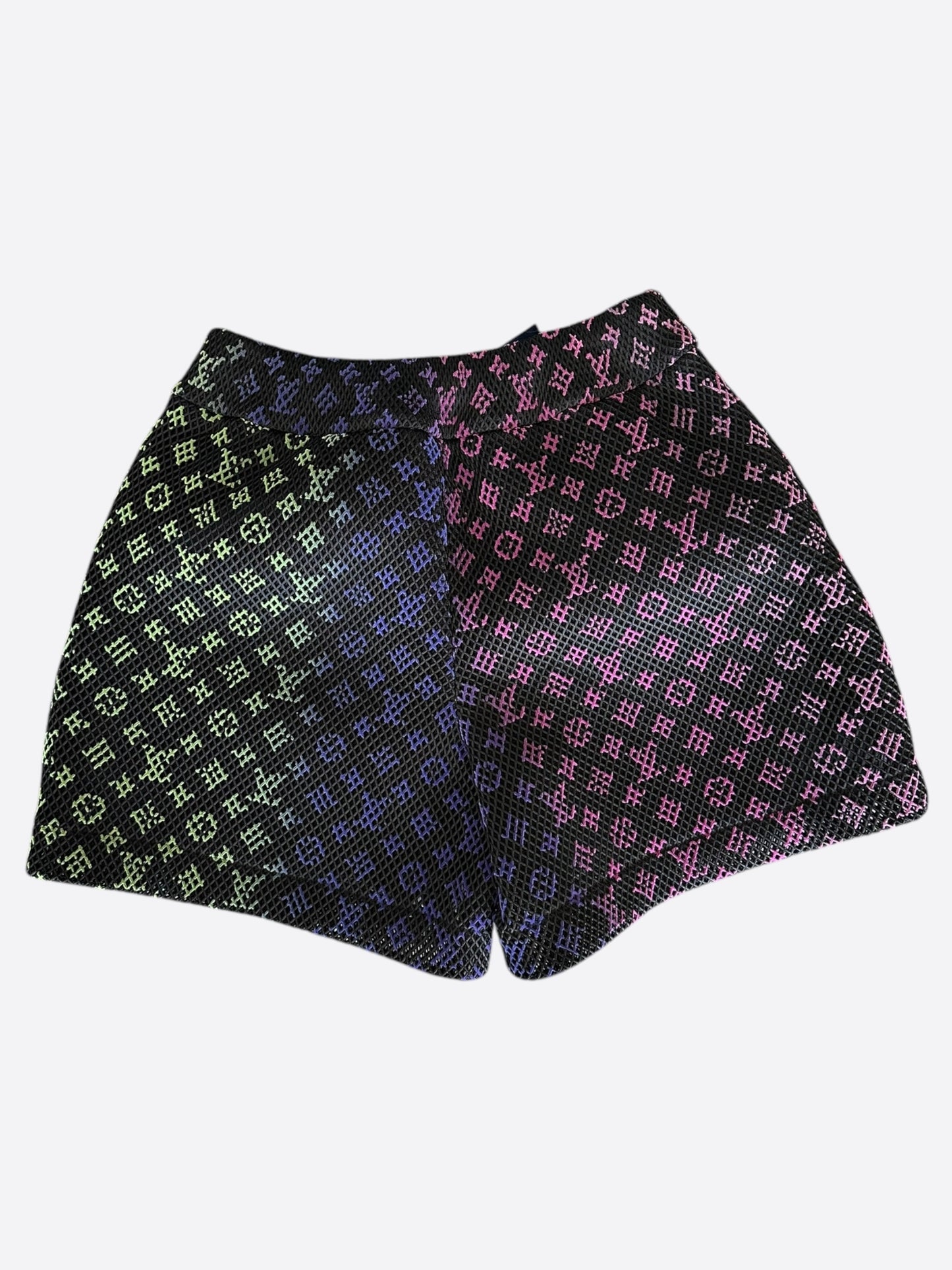 Louis Vuitton Black Rainbow Monogram Mesh Shorts