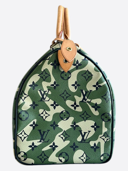 Louis Vuitton Takashi Murakami Green Camouflage Monogram Speedy 35