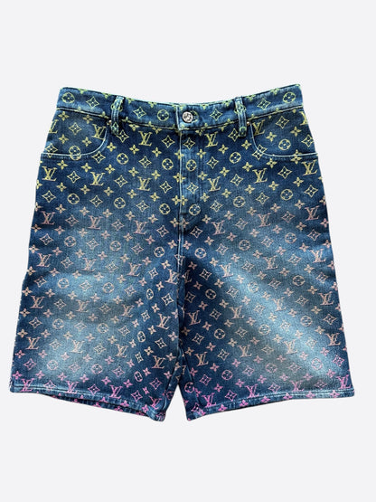 Louis Vuitton Blue Rainbow Monogram Denim Shorts