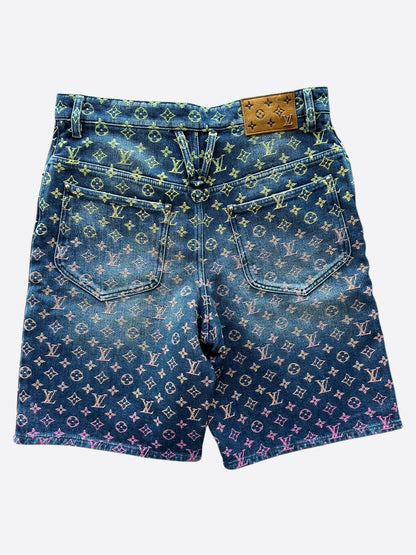 Louis Vuitton Blue Rainbow Monogram Denim Shorts