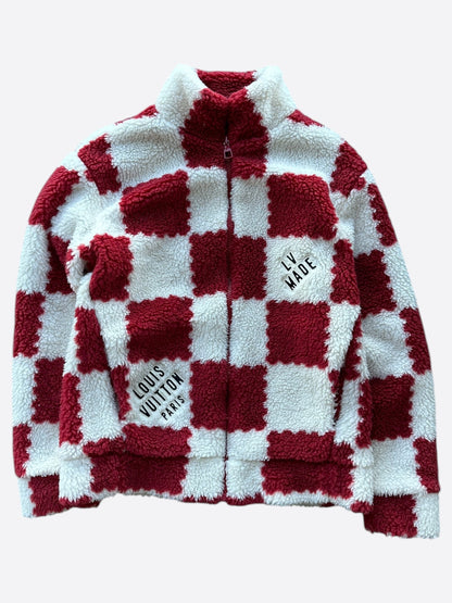 Louis Vuitton Nigo Red & White Checkered Fleece Jacket