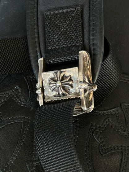 Chrome Hearts Black Leather Cross Patch Two-Way Backpack