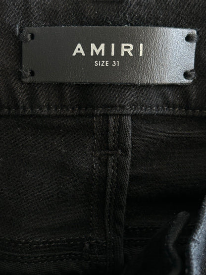 Amiri Washed Black Distressed Knee Jeans