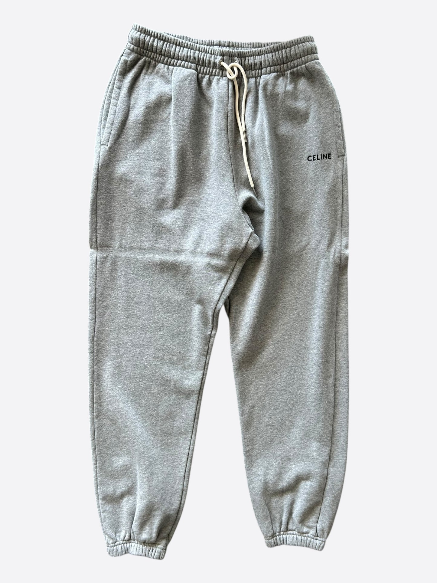Celine Grey & Black Embroidered Logo Sweatpants