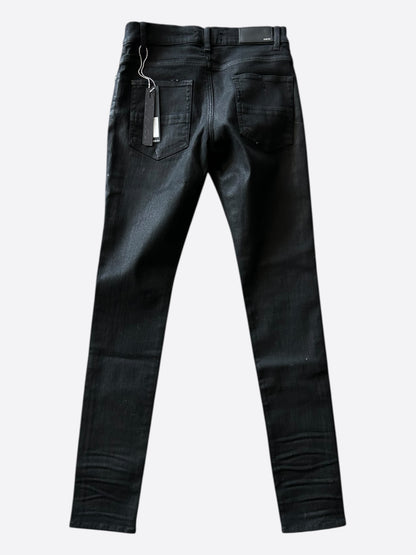 Amiri Washed Black Distressed Knee Jeans