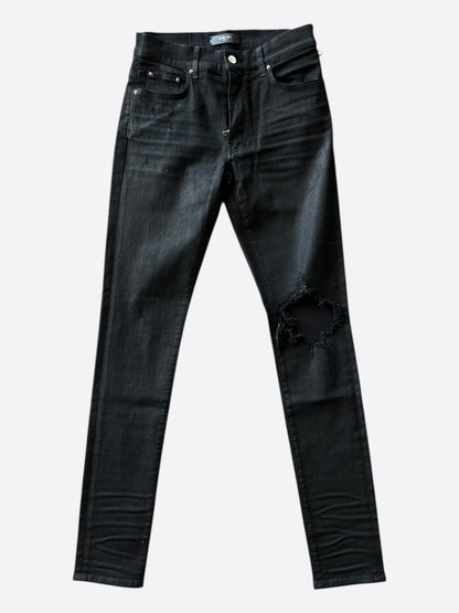 Amiri Washed Black Distressed Knee Jeans