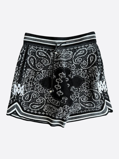Amiri Black & White Bandana Crochet Basketball Shorts