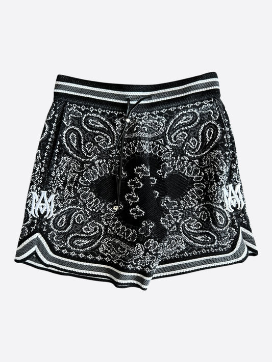 Amiri Black & White Bandana Crochet Basketball Shorts