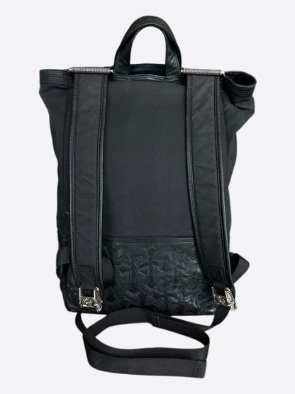 Chrome Hearts Black Leather Cross Patch Two-Way Backpack