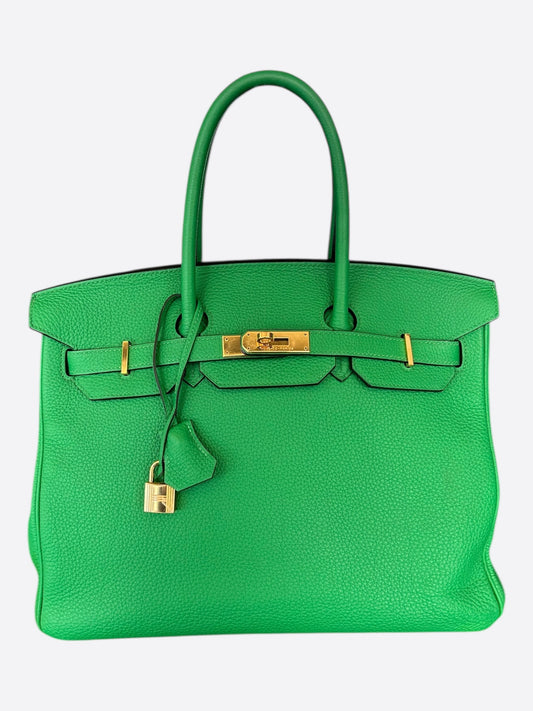 Hermes Bamboo Green Togo & Gold Hardware Birkin 35
