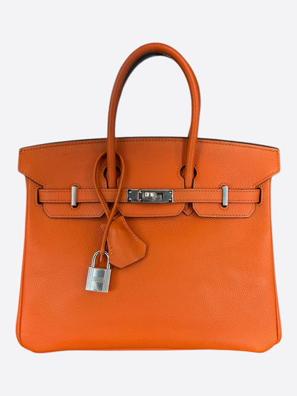 Hermes Orange Epsom & Palladium Hardware Birkin 25