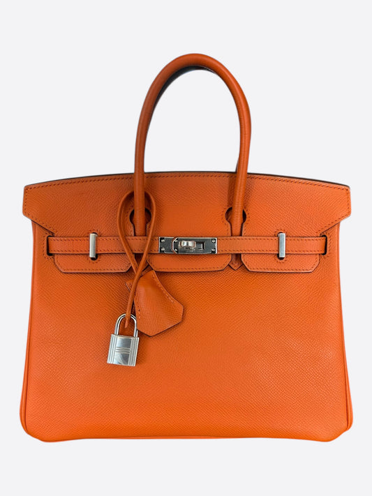 Hermes Orange Epsom & Palladium Hardware Birkin 25