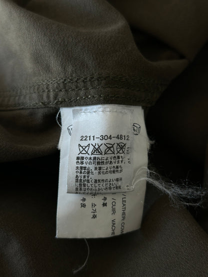 Chrome Hearts Olive & Black Leather Fleur Patch Button Up Shirt
