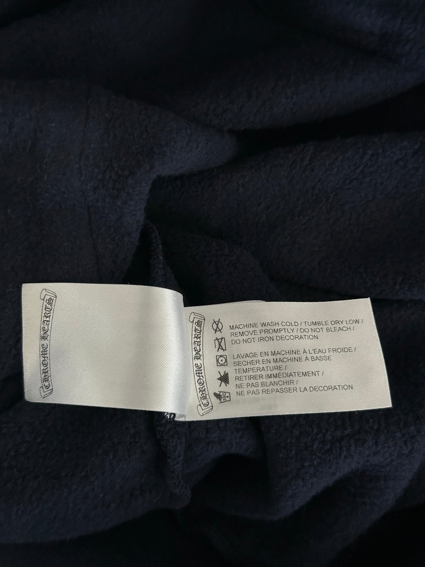 Chrome Hearts Navy & Yellow Script Logo Hoodie