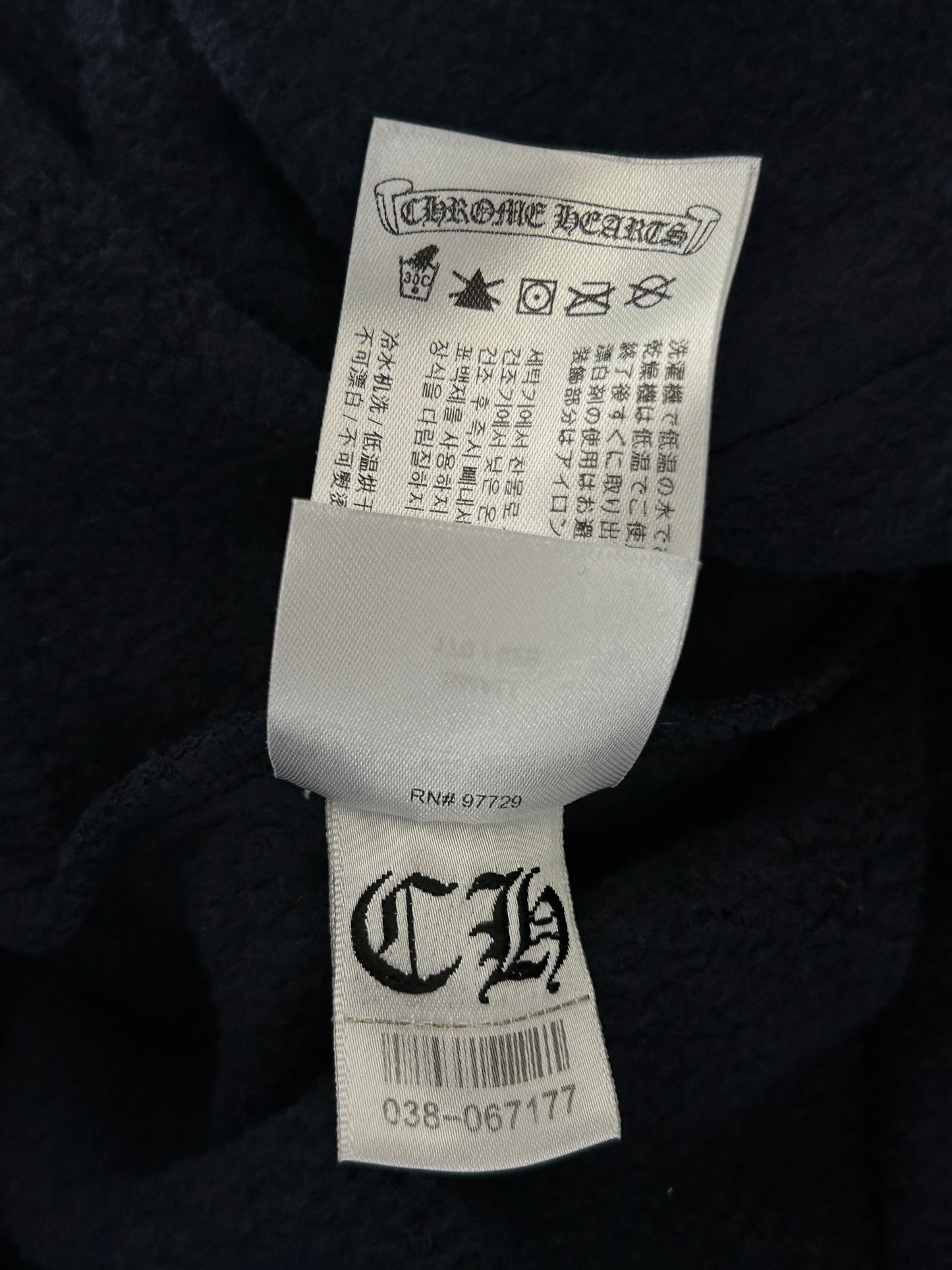 Chrome Hearts Navy & Yellow Script Logo Hoodie