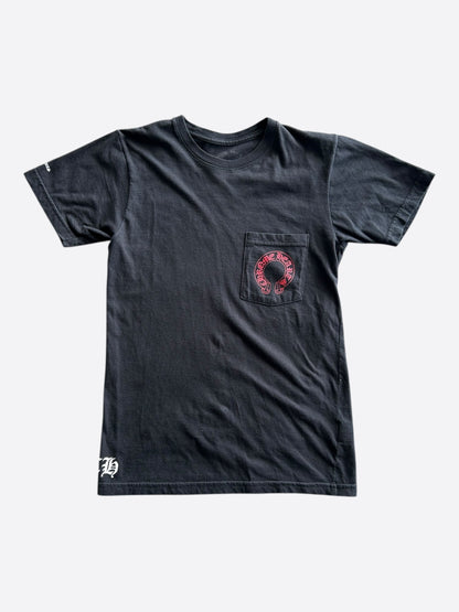 Chrome Hearts Black & Red Cemetery Horseshoe Logo T-Shirt