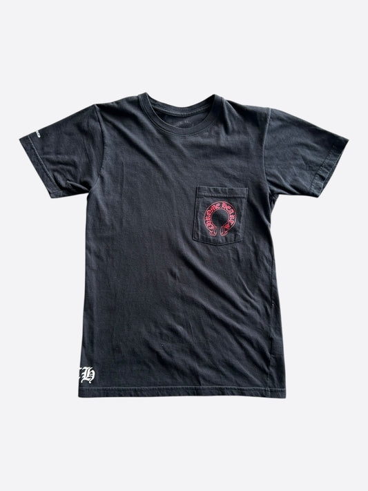 Chrome Hearts Black & Red Cemetery Horseshoe Logo T-Shirt