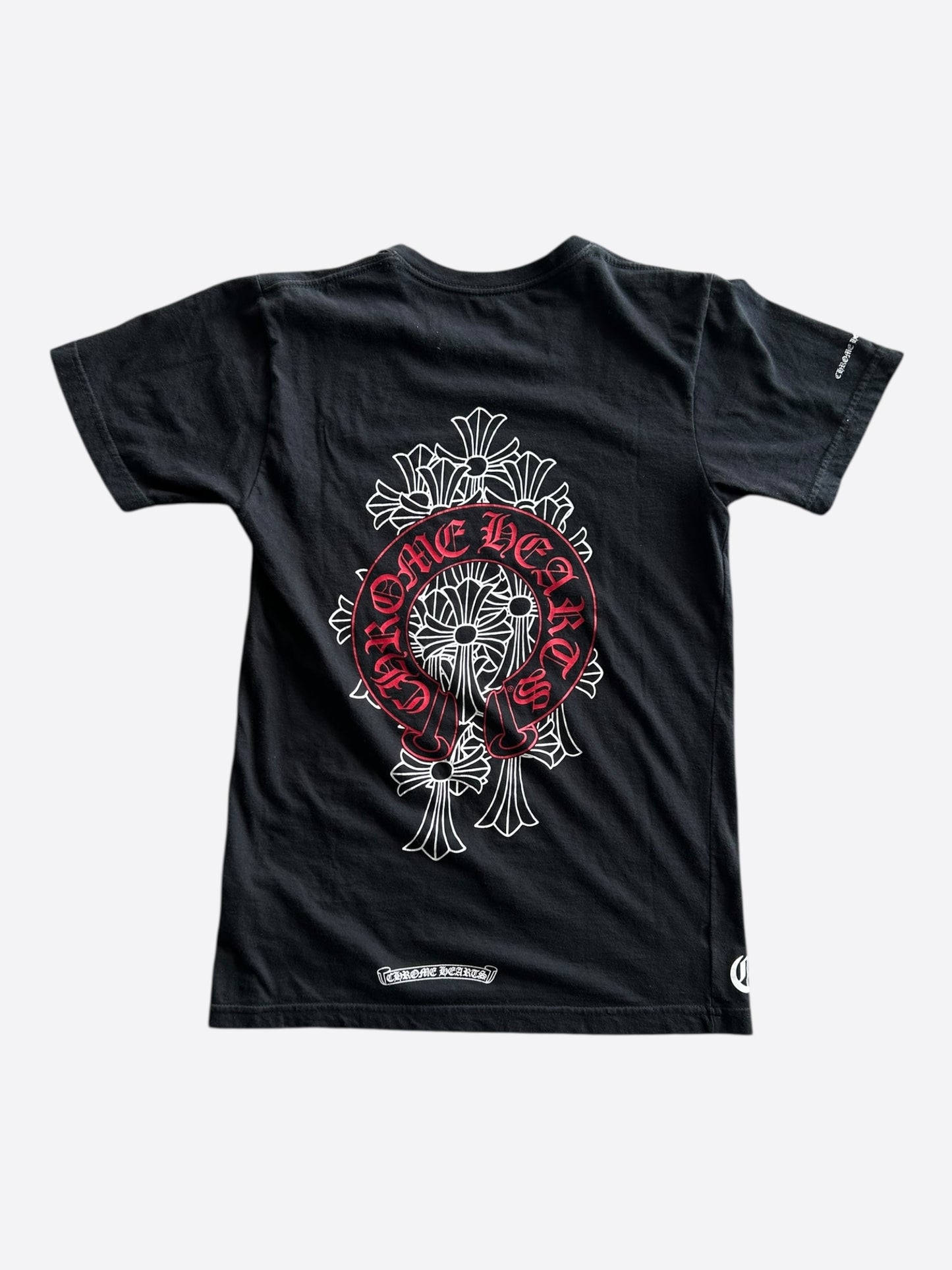 Chrome Hearts Black & Red Cemetery Horseshoe Logo T-Shirt
