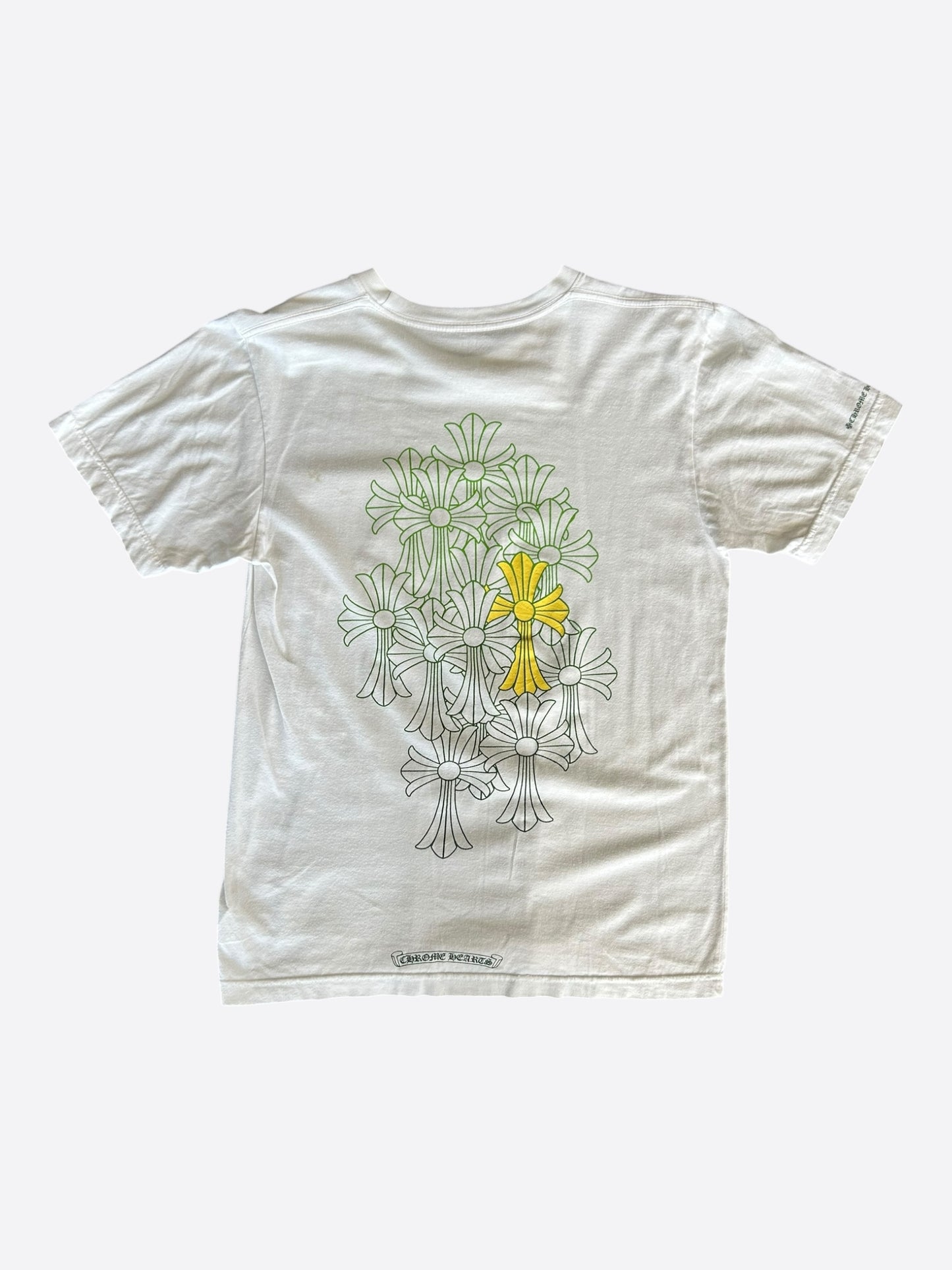 Chrome Hearts White & Green Cemetery Cross Logo T-Shirt