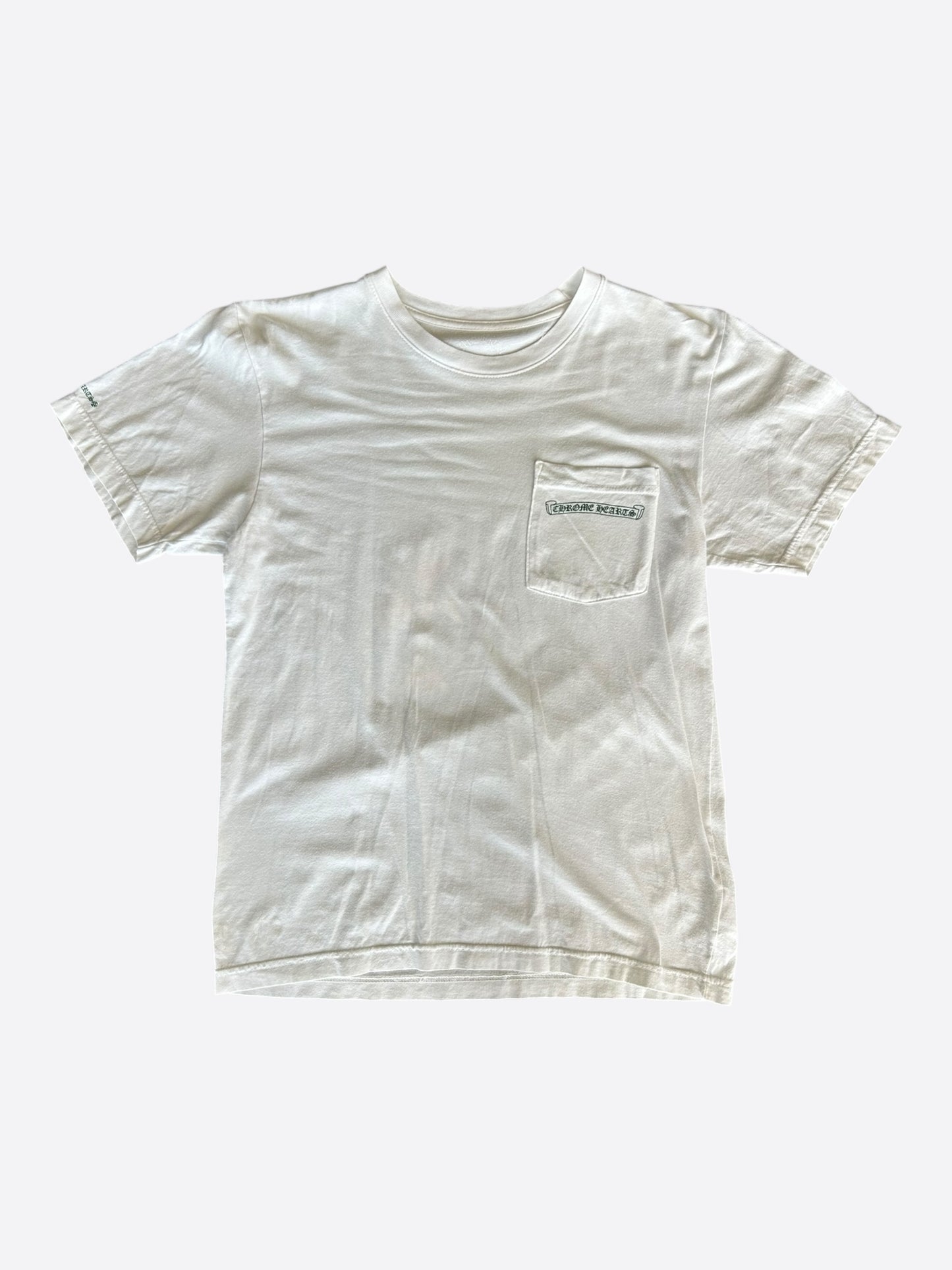 Chrome Hearts White & Green Cemetery Cross Logo T-Shirt