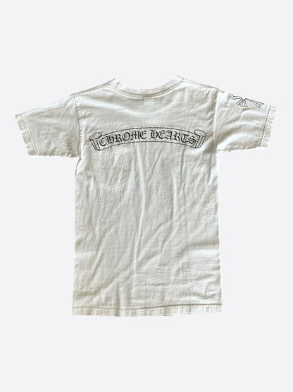 Chrome Hearts White & Black Horseshoe Scroll Logo T-Shirt