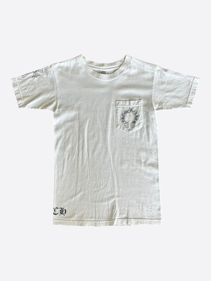 Chrome Hearts White & Black Horseshoe Scroll Logo T-Shirt