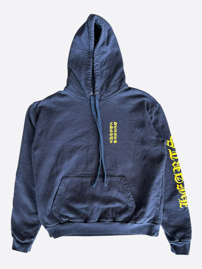 Chrome Hearts Navy & Yellow Script Logo Hoodie