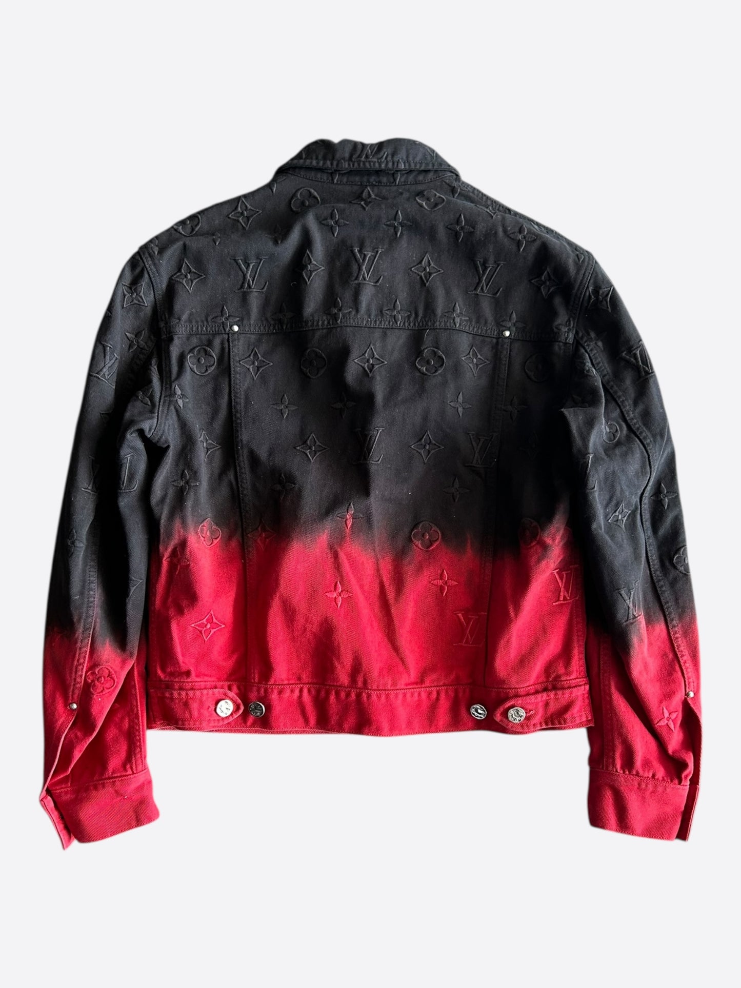 Louis Vuitton Black & Red Gradient Embroidered Monogram Denim Jacket