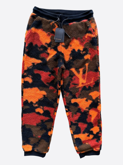 Louis Vuitton Orange Camouflage Fleece Sweatpants
