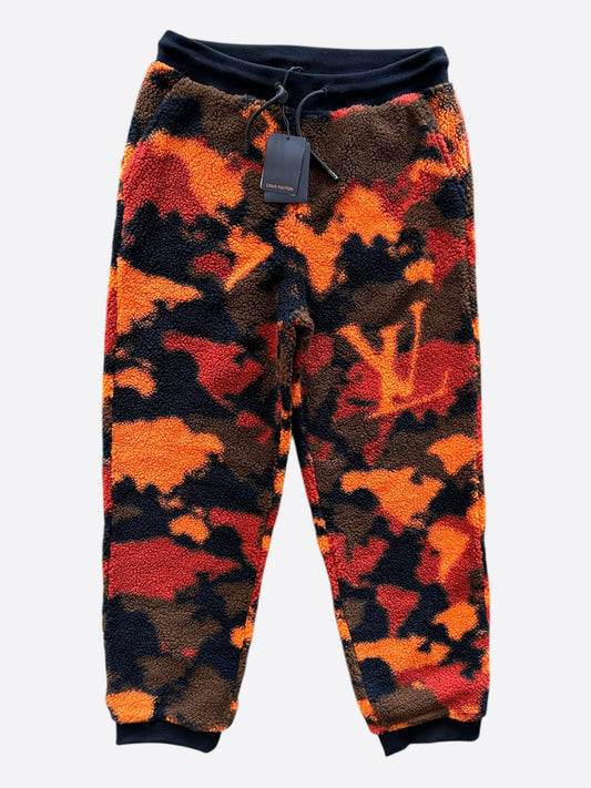 Louis Vuitton Orange Camouflage Fleece Sweatpants