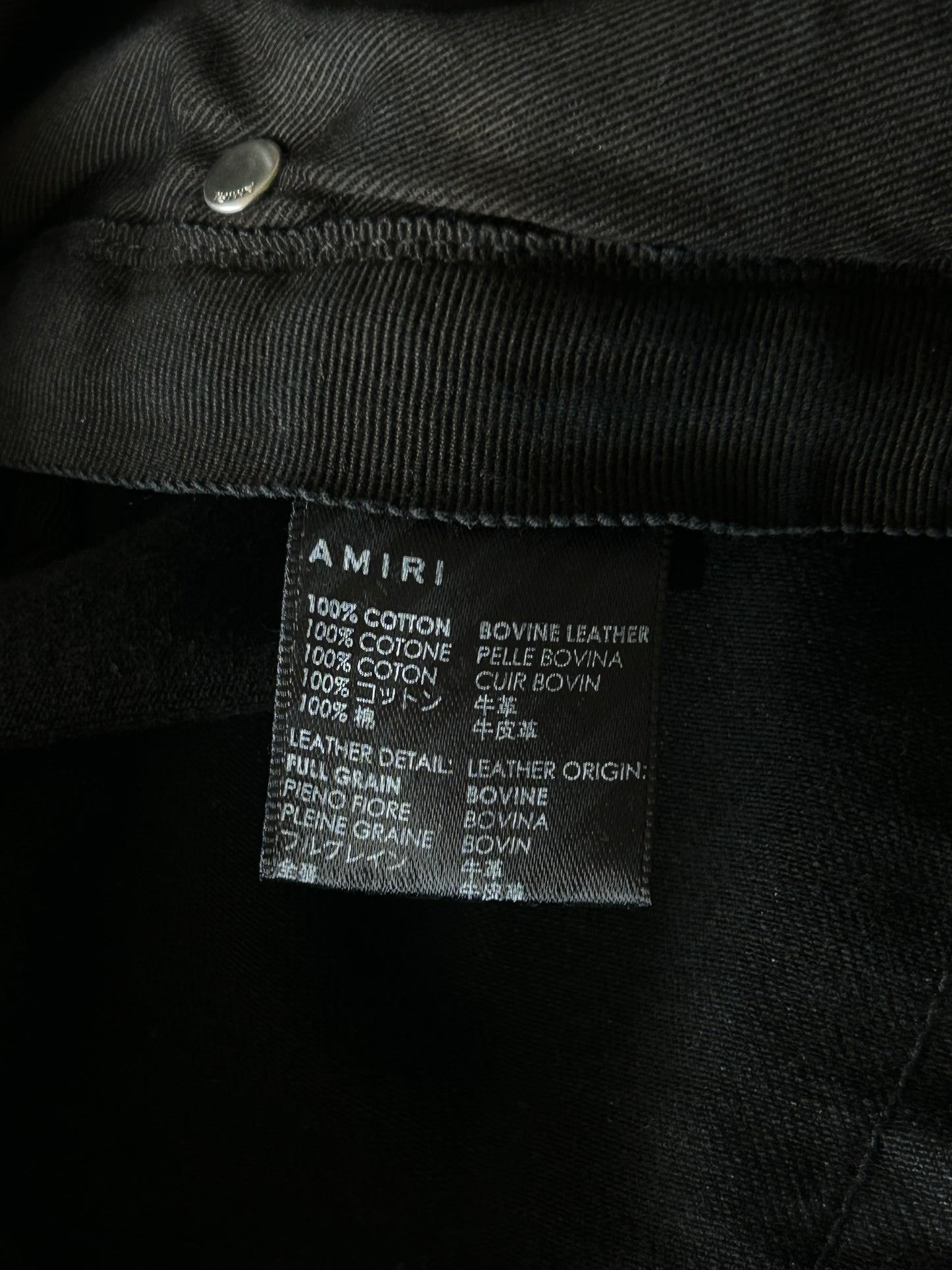 Amiri Faded Black Baroque Varsity Logo Jeans