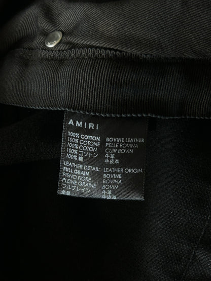 Amiri Faded Black Baroque Varsity Logo Jeans