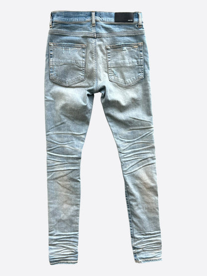 Amiri Blue Distressed Knee Jeans