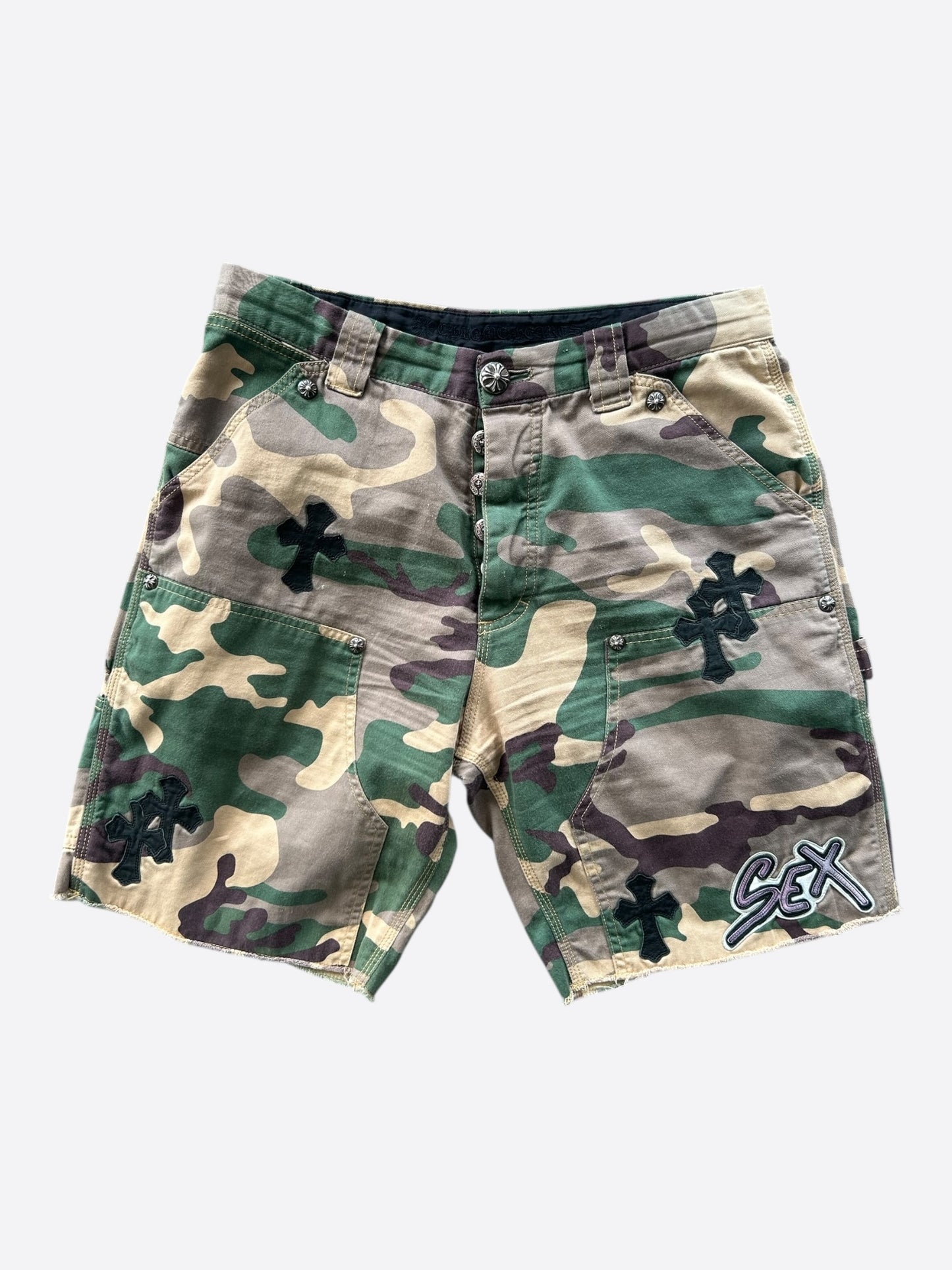 Chrome Hearts Camouflage Sex Records Cross Patch Carpenter Shorts