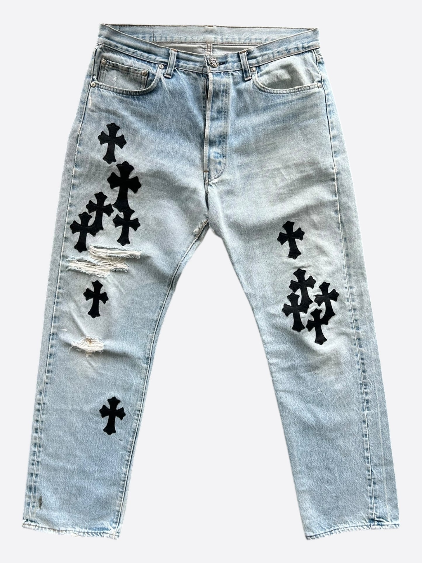 Chrome Hearts Levi's Blue & Black Cross Patch Jeans