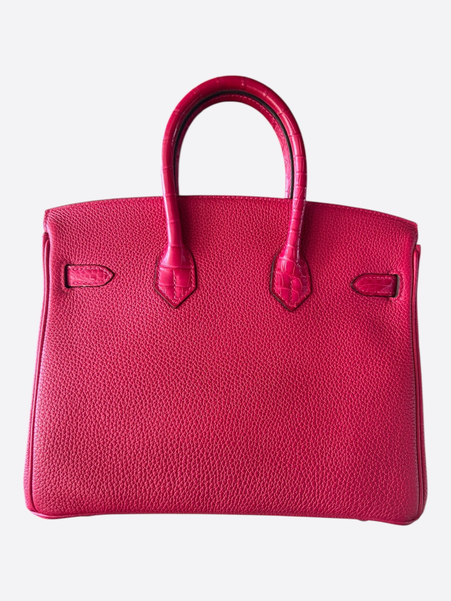Hermes Pink Frambois Togo &  Crocodile Touch Birkin 25
