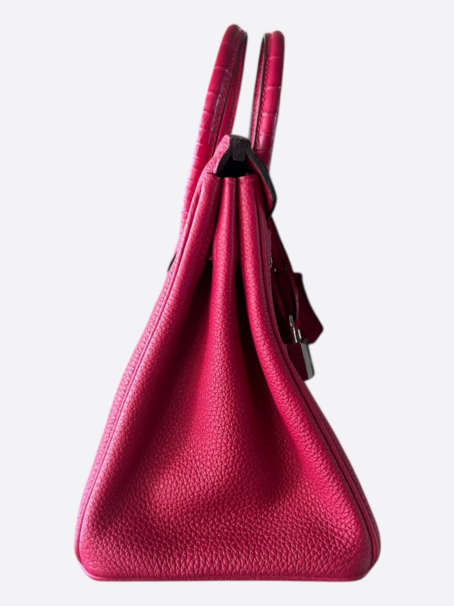 Hermes Pink Frambois Togo &  Crocodile Touch Birkin 25