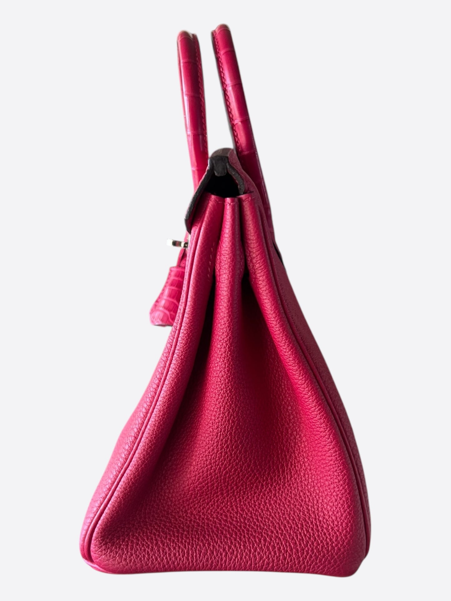 Hermes Pink Frambois Togo &  Crocodile Touch Birkin 25