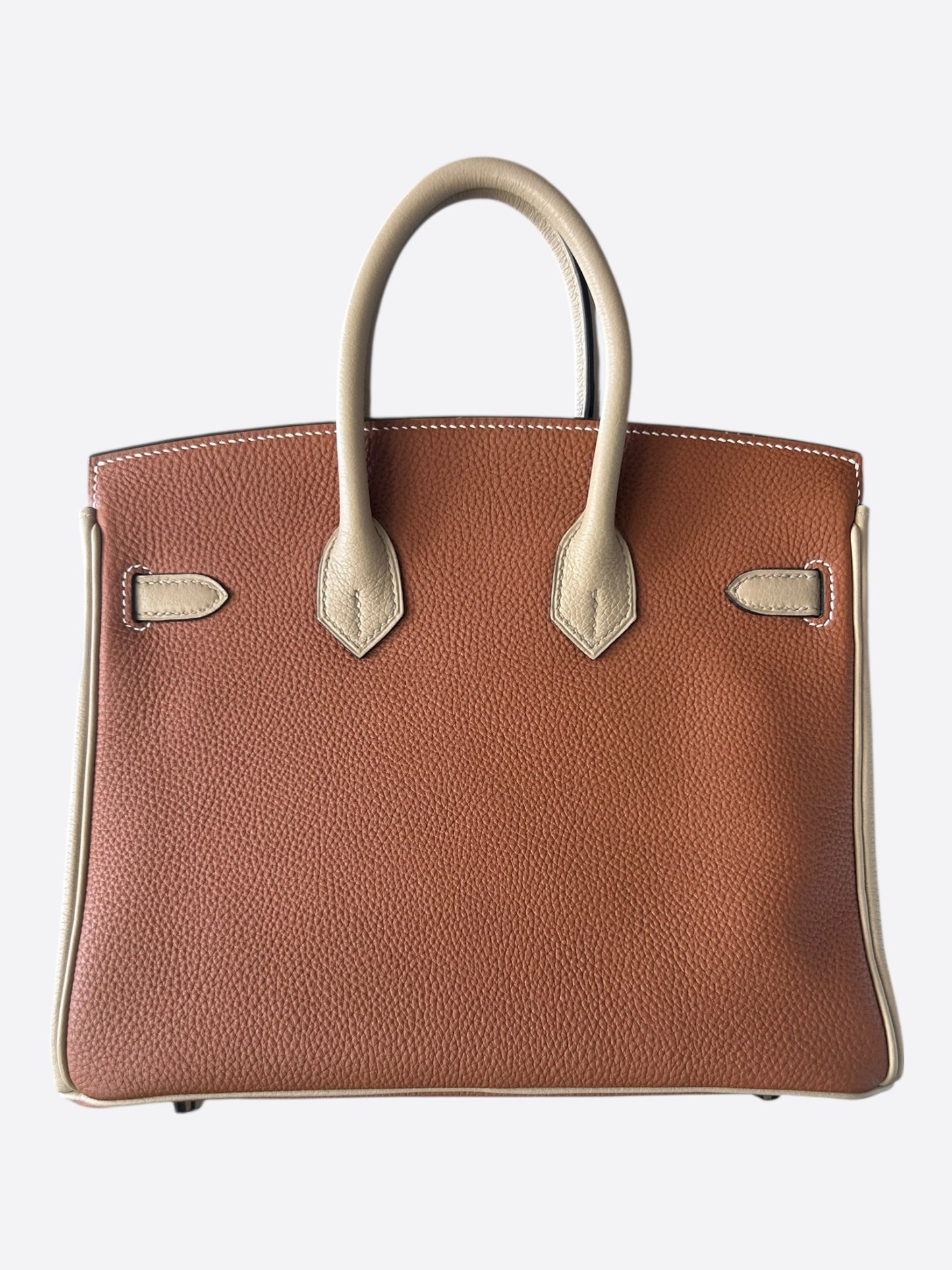 Hermes Brown Bi-Color Togo & Palladium Hardware Birkin 25