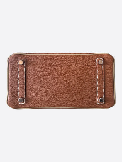 Hermes Brown Bi-Color Togo & Palladium Hardware Birkin 25