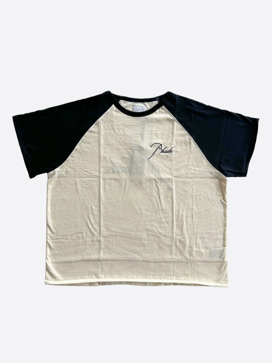 Rhude White & Black Raglan Embroidered Logo T-Shirt