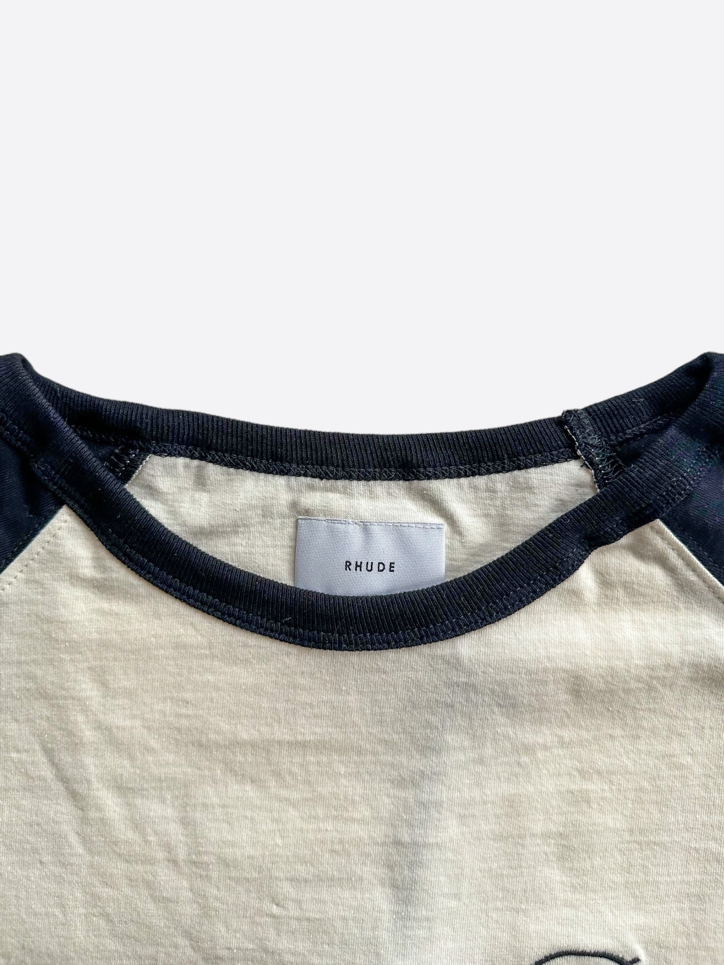 Rhude White & Black Raglan Embroidered Logo T-Shirt