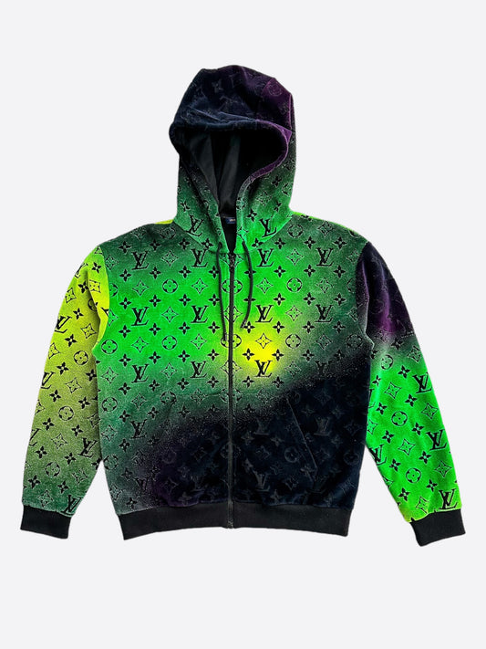 Louis Vuitton Green & Yellow Gradient Monogram Velvet Hoodie